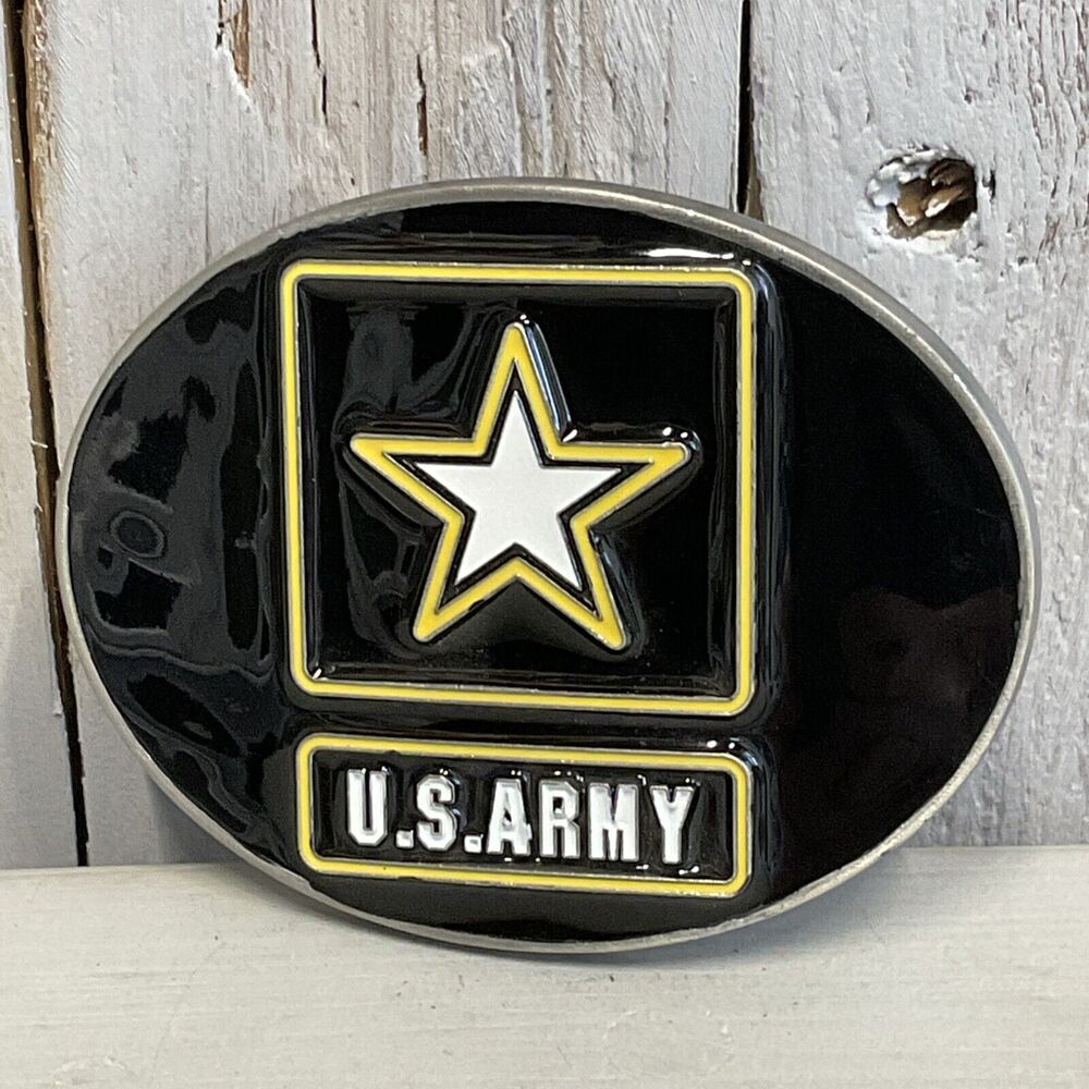 Siskiyou US Army‎ Belt Buckle Mens Black Enamel Military Pewter
